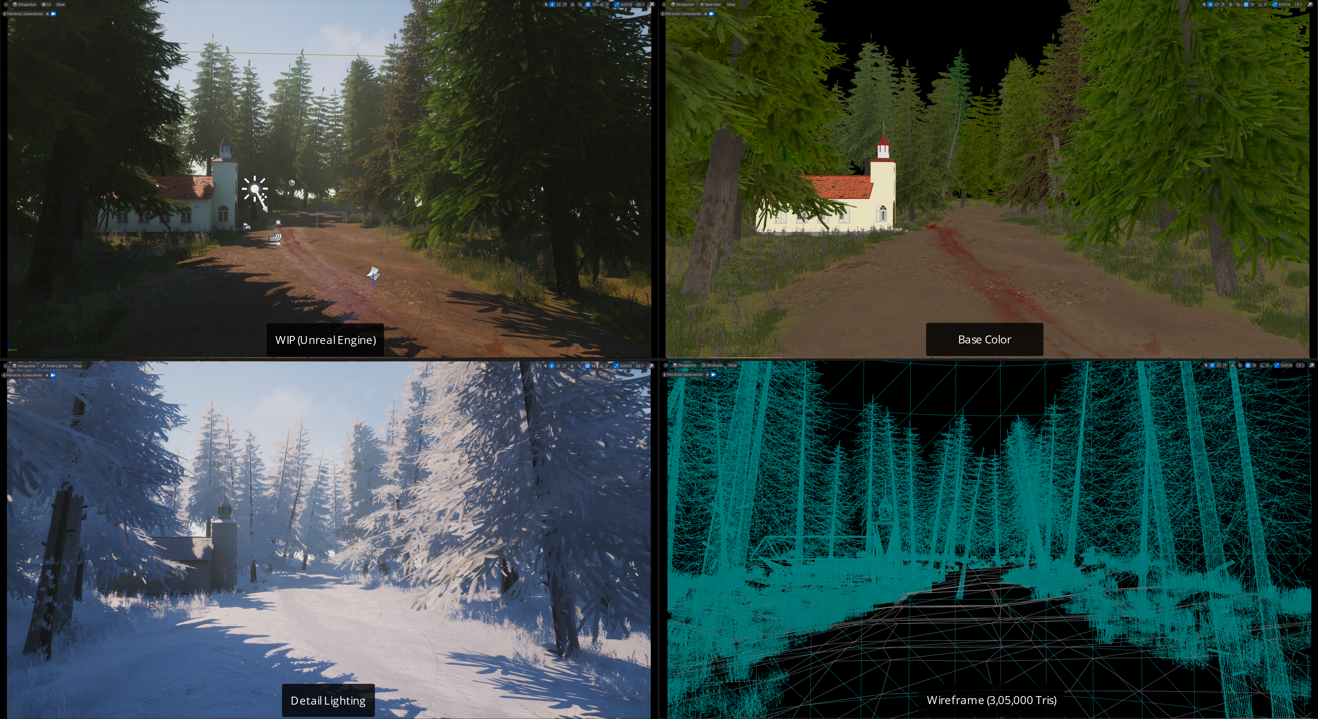 Final render of the Mysterious Church 3D environment.